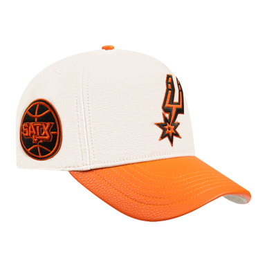 San Antonio Spurs Men's Pro Standard Basketball Leather Adjustable Cap - White and Orange
