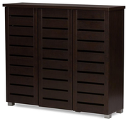 Baxton Studio Adalwin 3 Door Shoe Cabinet in Dark Brown