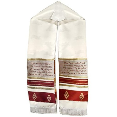 Lord's Prayer, Prayer Shawl Red with Gold Accents