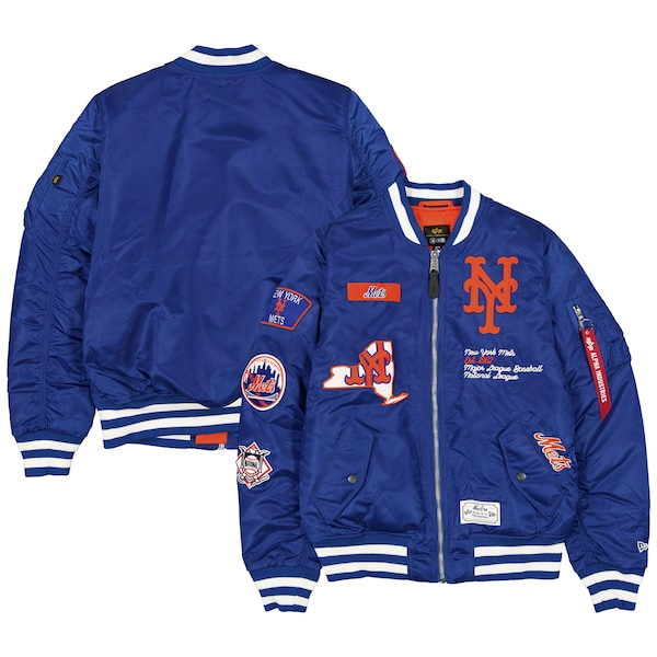 Men's New York Mets New Era x Alpha Industries Royal Full-Zip Bomber Jacket
