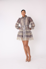 Stylish Leopard Print Lace Trim Dress- 82800