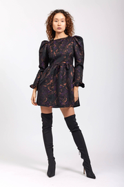 Square Neck Mini Prairie Dress in Enchantress Jacquard
