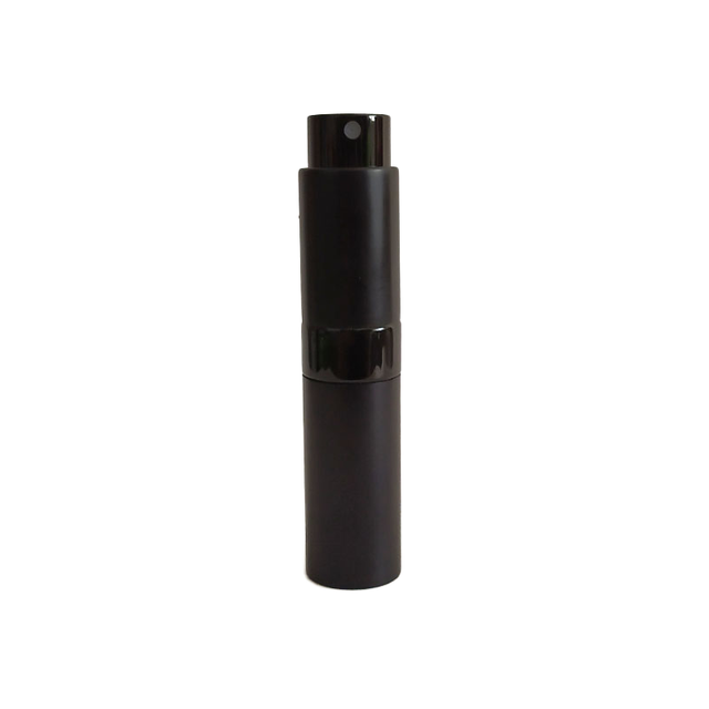High Quality Portable Perfume Atomizer Bottle 5ml 8ml 10ml Aluminum Matt Black with Twist-up Refill Metal Screw Pump Sprayer
