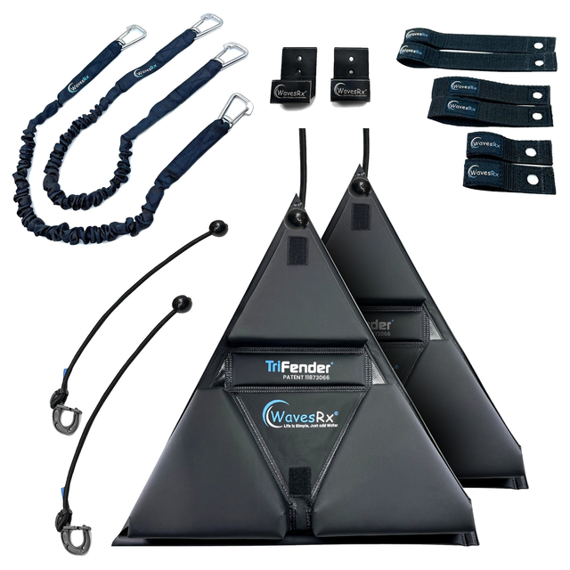WAVESRX ULTIMATE JET SKI DOCKING BUNDLE | PWC TRIFENDER BUMPERS (2PK) + DOCKINGPAL BUNGEE ROPES 3'-5' (2PK) + SOFT LOOP CLEATS