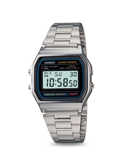Casio Vintage A158WA-1DF Black Digital Dial Silver Stainless Steel Band D011
