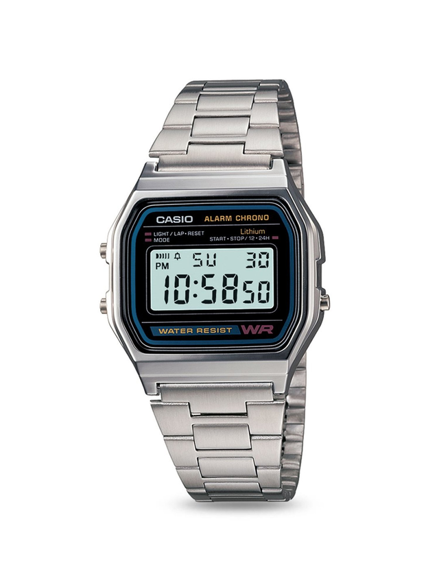 Casio Vintage A158WA-1DF Black Digital Dial Silver Stainless Steel Band D011