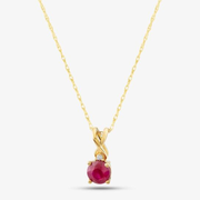  9ct Yellow Gold Ruby & Diamond Pendant Necklace OJP1702-R