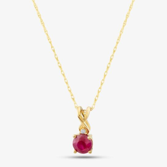  9ct Yellow Gold Ruby & Diamond Pendant Necklace OJP1702-R