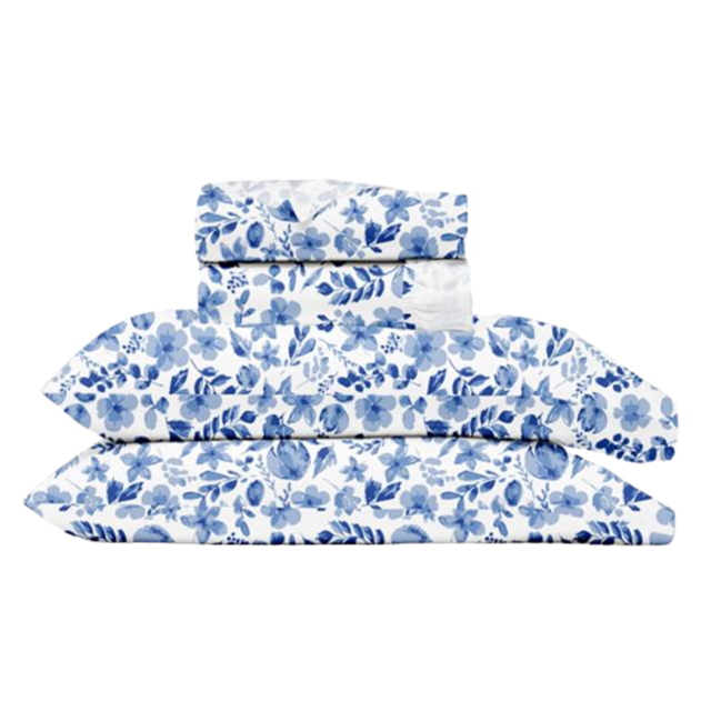 Cool & Lazy Botanical Sheet Set with Easy On Flat Sheet w/ Corner Buttons