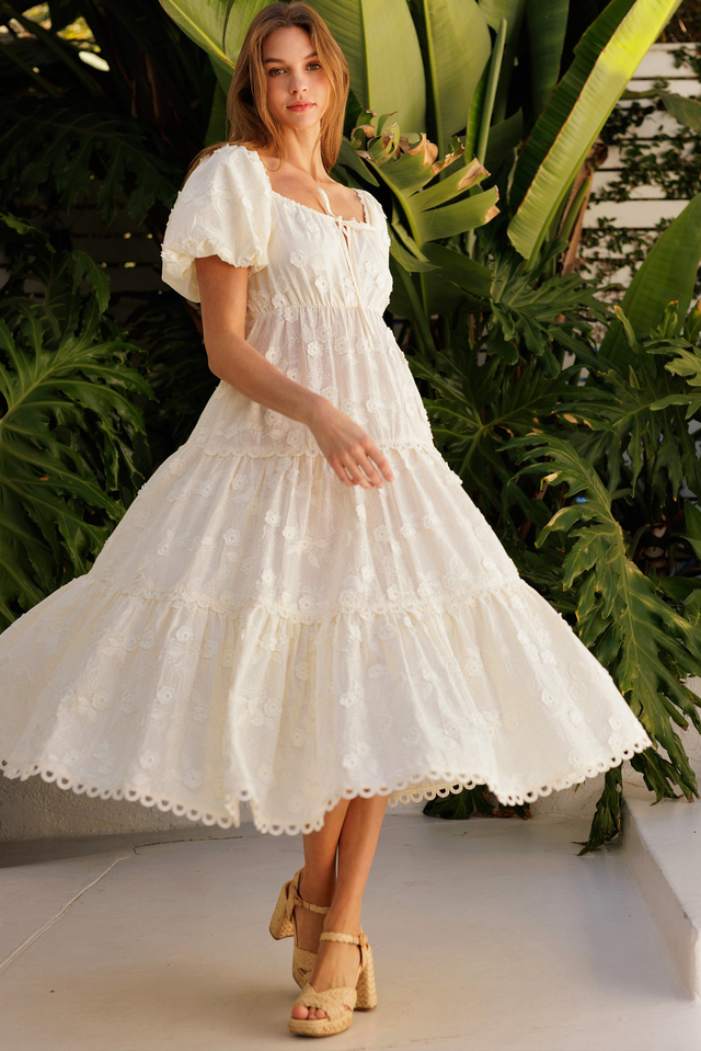 Junia Embroidered Midi Dress