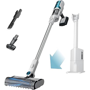 Shark Clean & Empty – Lightweight Cordless Vacuum Cleaner with HEPA Filter, Powerful Suction, Portable, Rechargeable, Auto-Empty System, Stick Vacuum for Pet Hair, Carpets & Hardfloor, White, BU3521