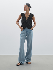 Embellished crochet knit vest