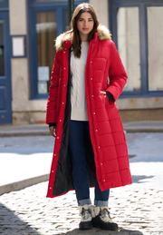 Plus Size Maxi Length Puffer Coat