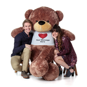 6ft Personalized Giant Teddy Bear in Personalized Red Heart Shirt