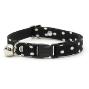 Glow In The Dark Cat Collar - "Polka Dot - Black" - Night Visibility Black Cat Collar / Breakaway Buckle or Non-Breakaway / Cat, Kitten + Small Dog Sizes