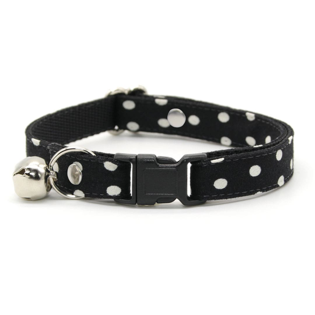 Glow In The Dark Cat Collar - "Polka Dot - Black" - Night Visibility Black Cat Collar / Breakaway Buckle or Non-Breakaway / Cat, Kitten + Small Dog Sizes